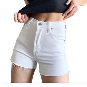 Levi's White Ribcage Jean Shorts for Women
